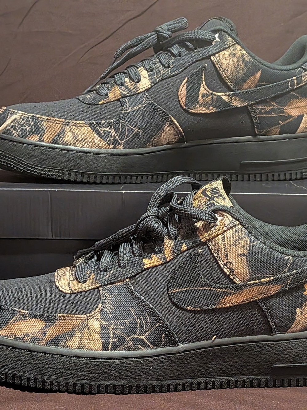 Nike Air Force 1 Black with Bronze Marble Accents - Picture 2 of 4